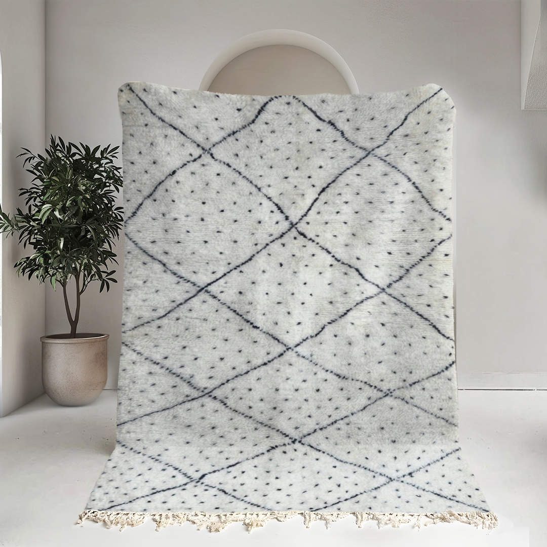 Black & White Moroccan Shag Rug 3363