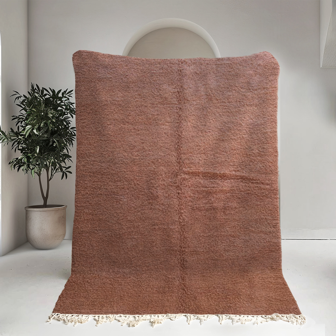 Moroccan custom rug from Beni Ourain, Wool and Thread, Brown