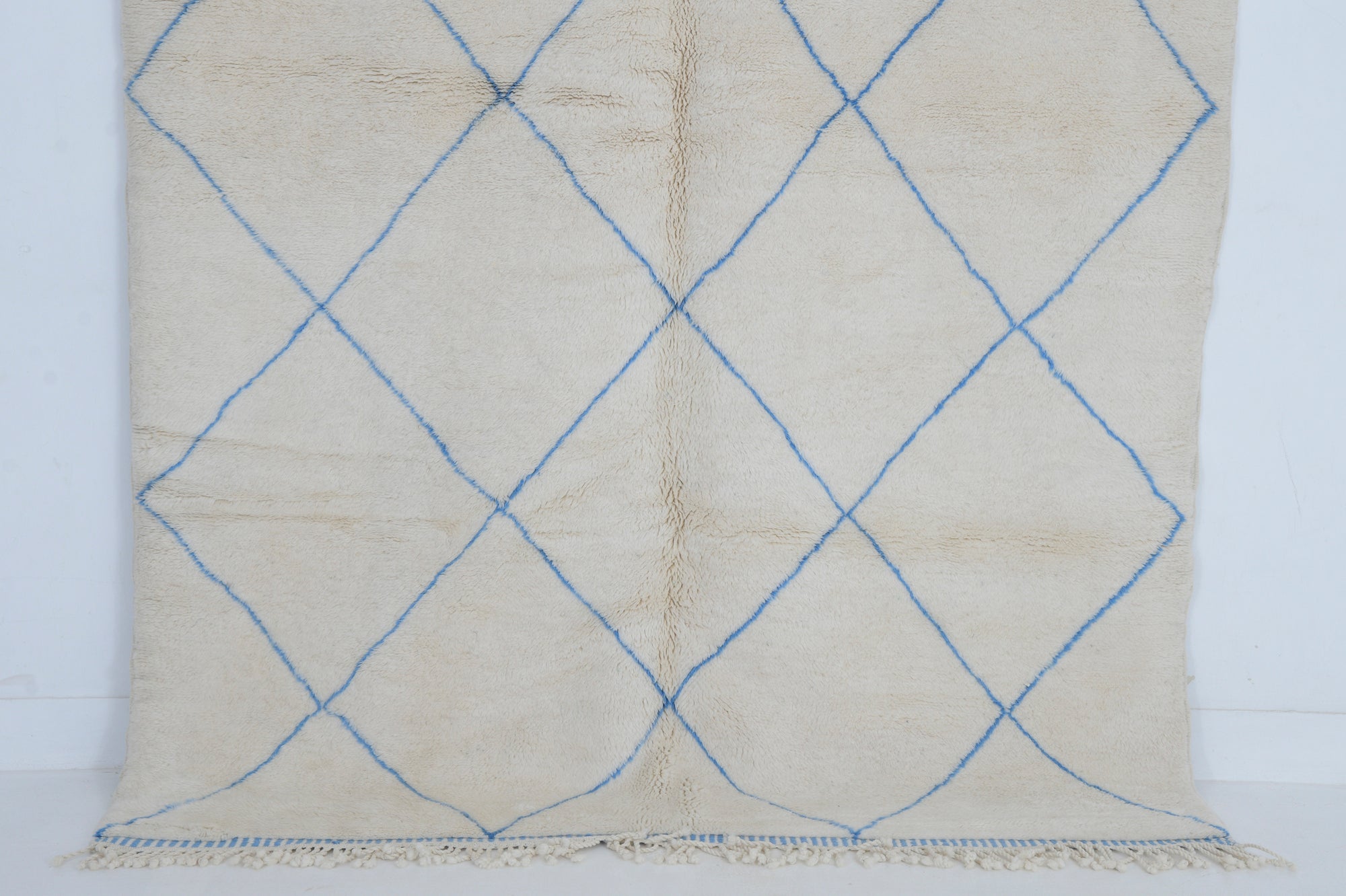 Moroccan custom rug from Beni Ourain, Wool and Thread, Blue