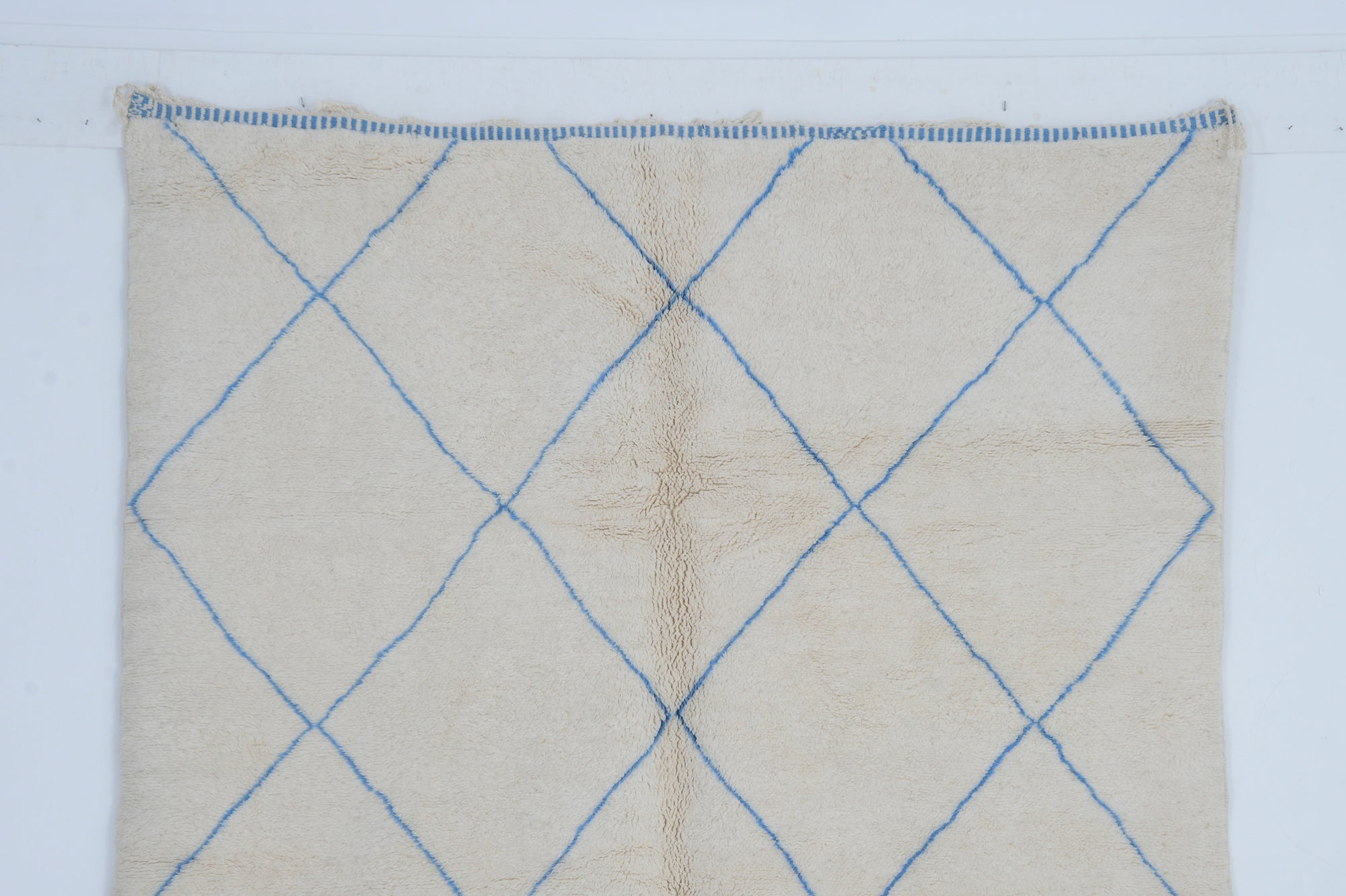 Moroccan custom rug from Beni Ourain, Wool and Thread, Blue
