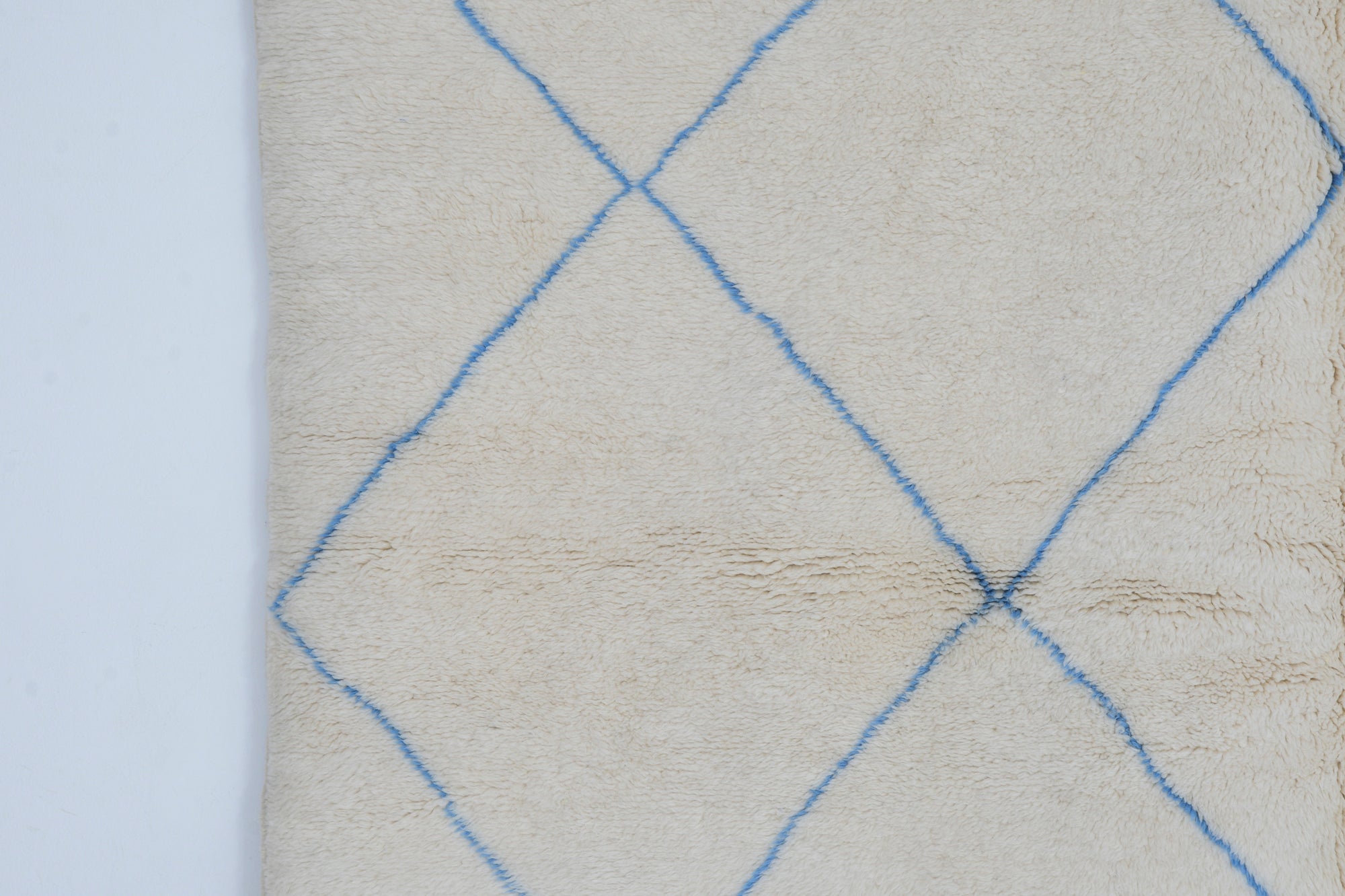 Moroccan custom rug from Beni Ourain, Wool and Thread, Blue
