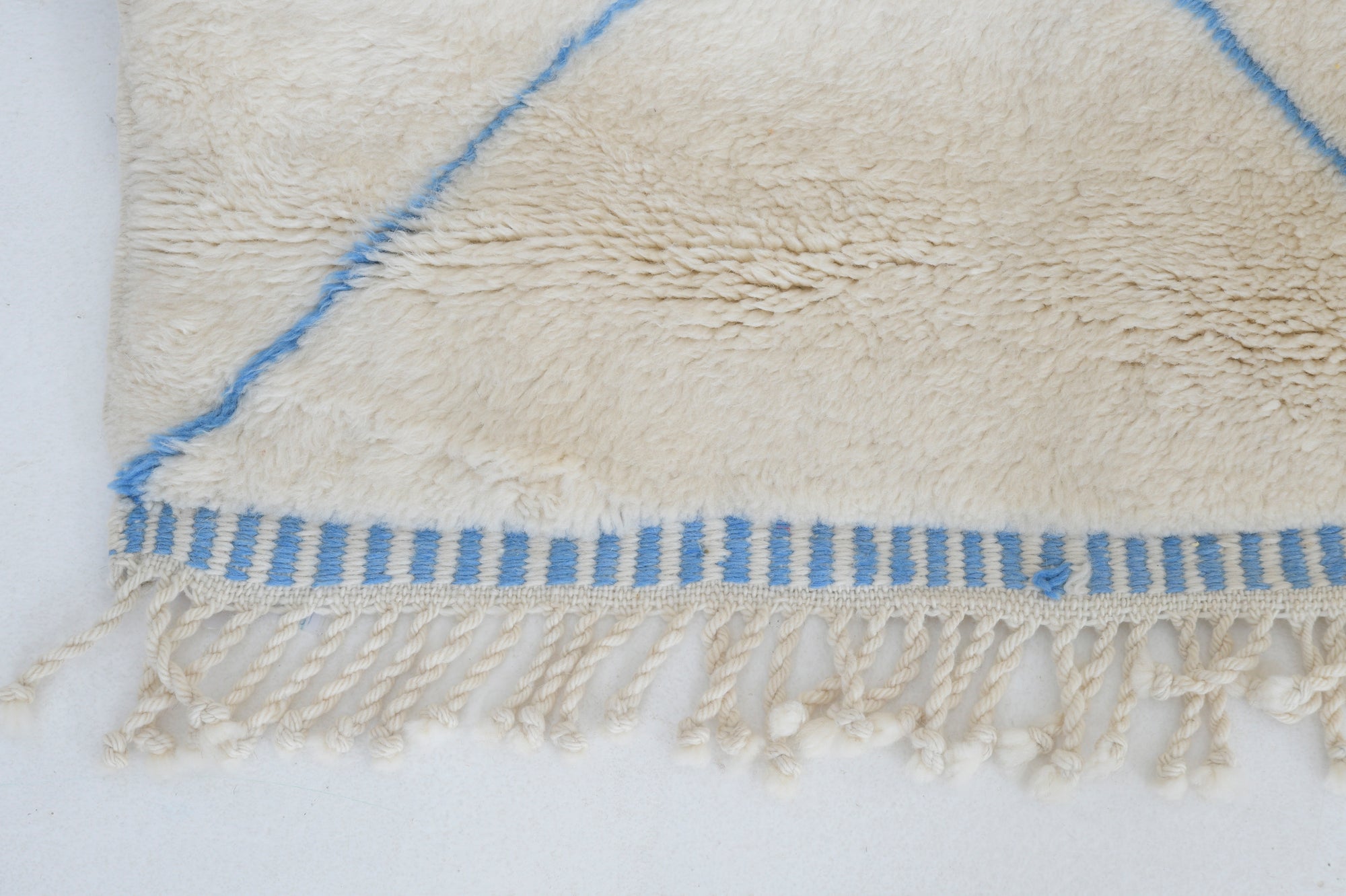 Moroccan custom rug from Beni Ourain, Wool and Thread, Blue