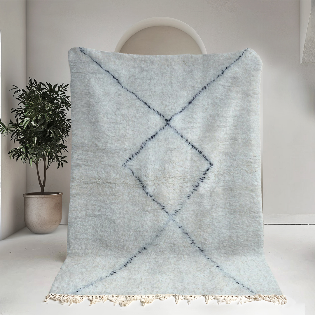 Moroccan custom rug from Beni Ourain, Wool, black and white