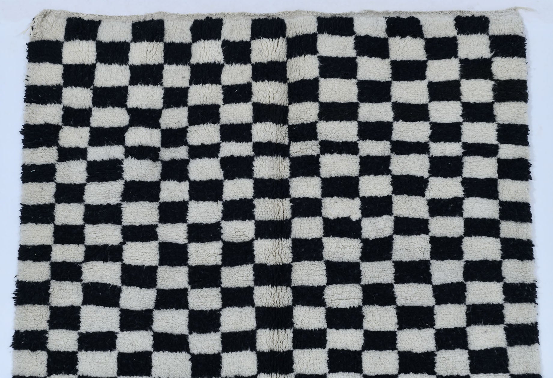 Moroccan custom rug from Beni Ourain, Wool and Thread, black and white