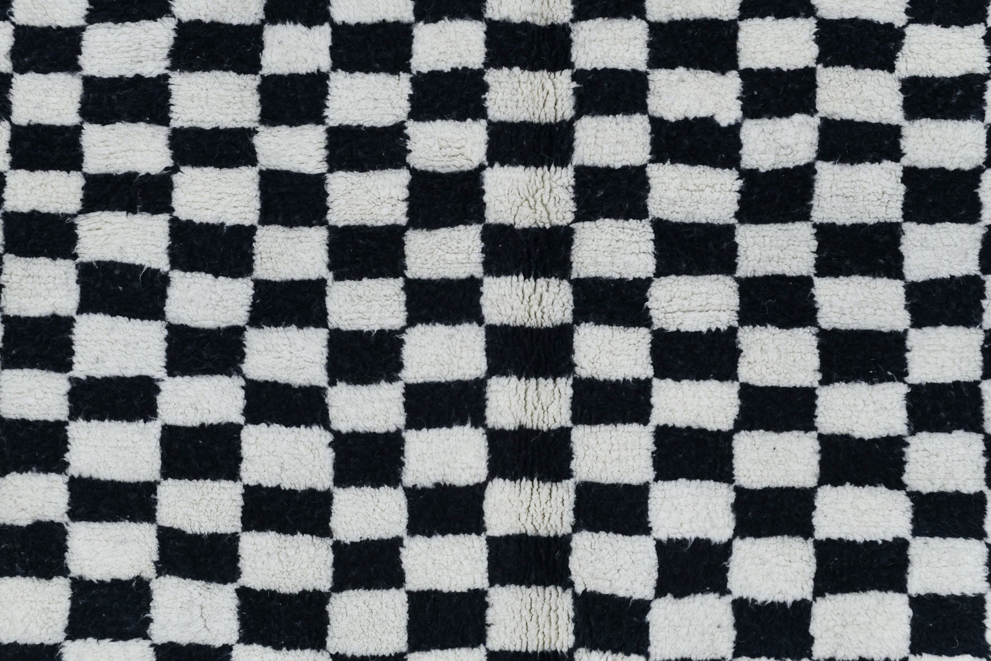 Moroccan custom rug from Beni Ourain, Wool and Thread, black and white