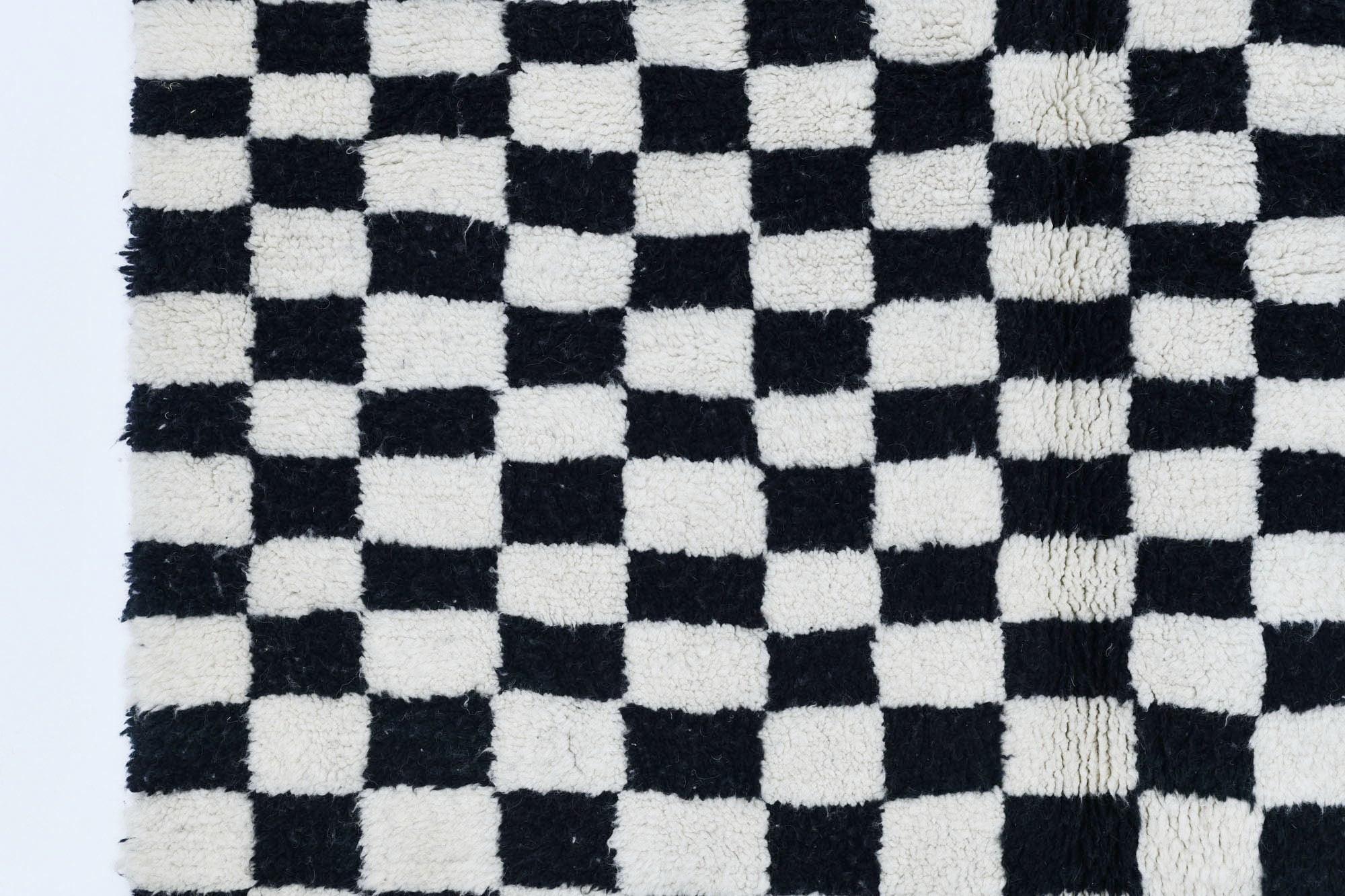 Moroccan custom rug from Beni Ourain, Wool and Thread, black and white