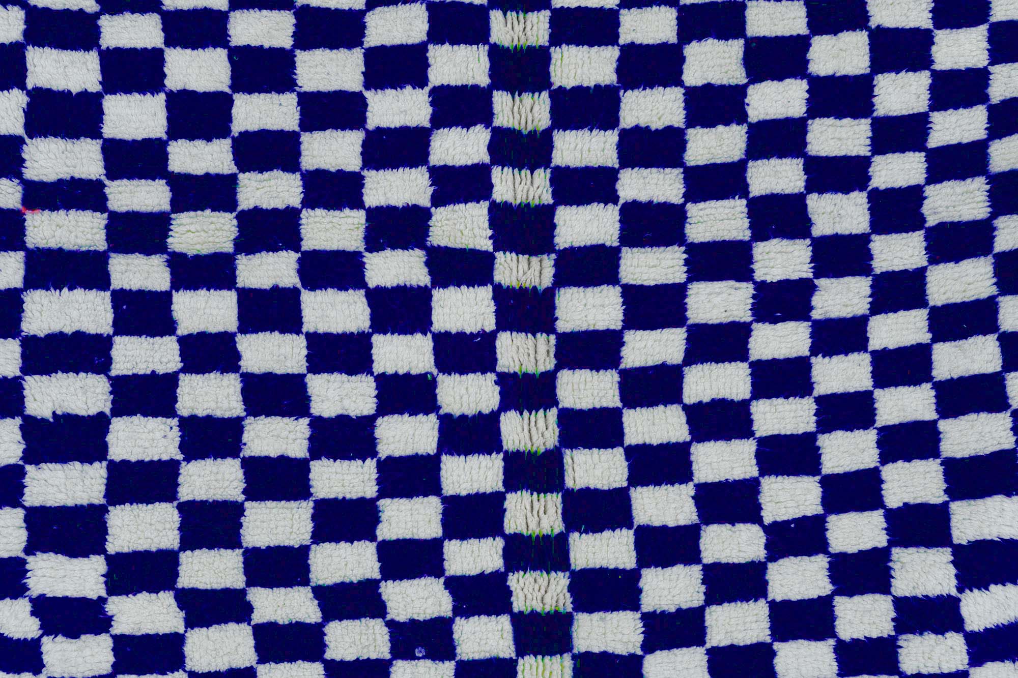 Moroccan custom rug from Beni Ourain, Wool and Thread, Blue