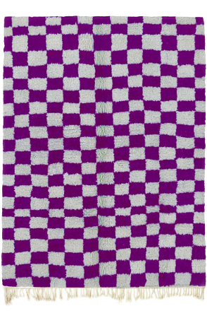 Moroccan rug Checkered - Purple and white 3179