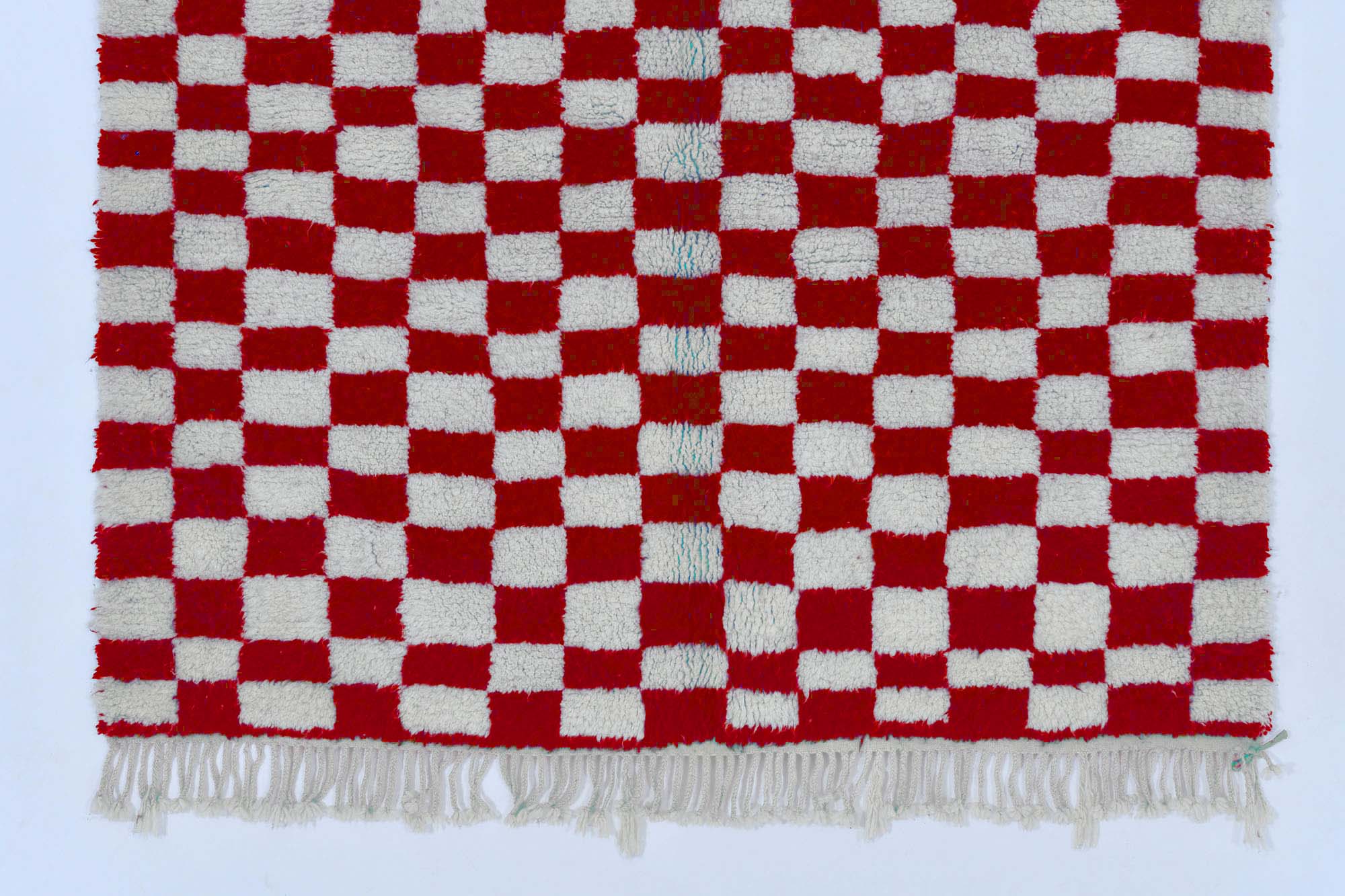 Moroccan custom rug from Beni Ourain, Wool and Thread, Red