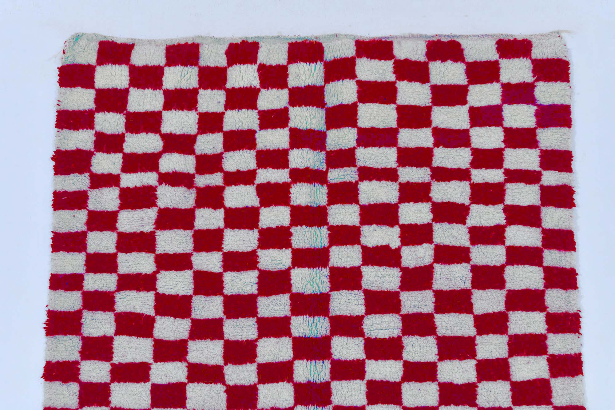 Moroccan custom rug from Beni Ourain, Wool and Thread, Red