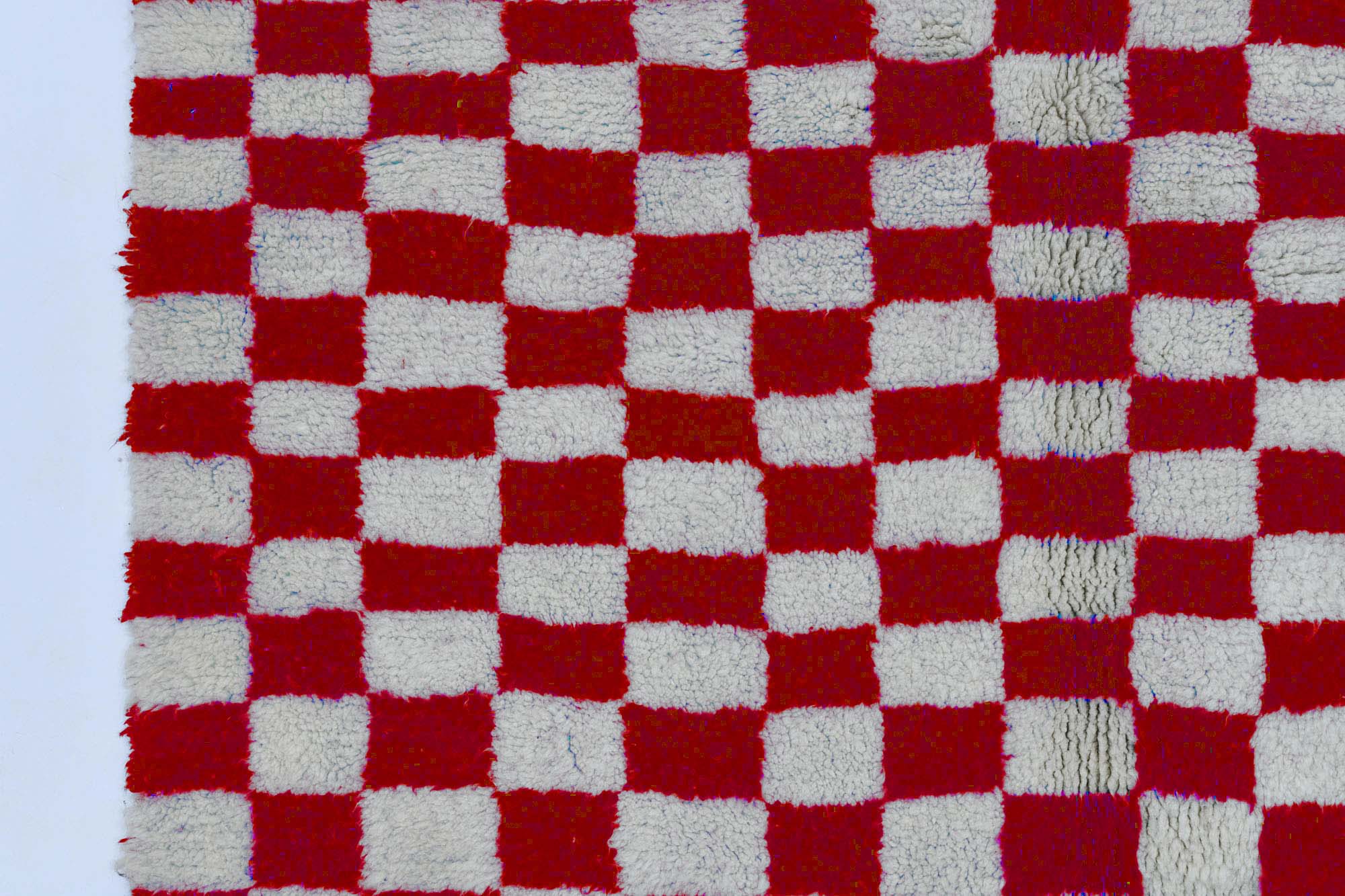 Moroccan custom rug from Beni Ourain, Wool and Thread, Red