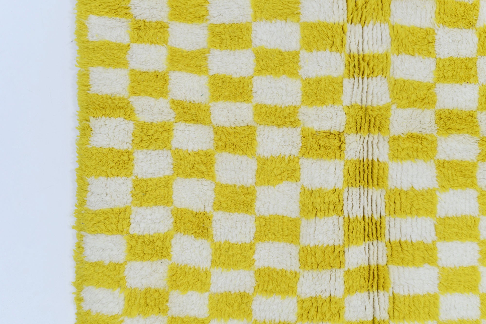 Moroccan custom rug from Beni Ourain, Wool and Thread, Yellow