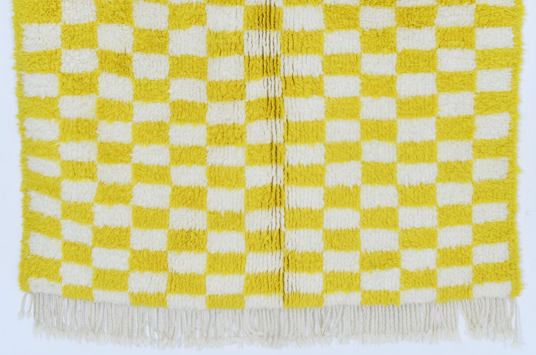 Moroccan custom rug from Beni Ourain, Wool and Thread, Yellow