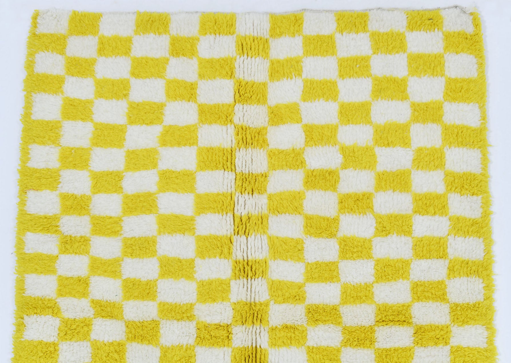 Moroccan custom rug from Beni Ourain, Wool and Thread, Yellow