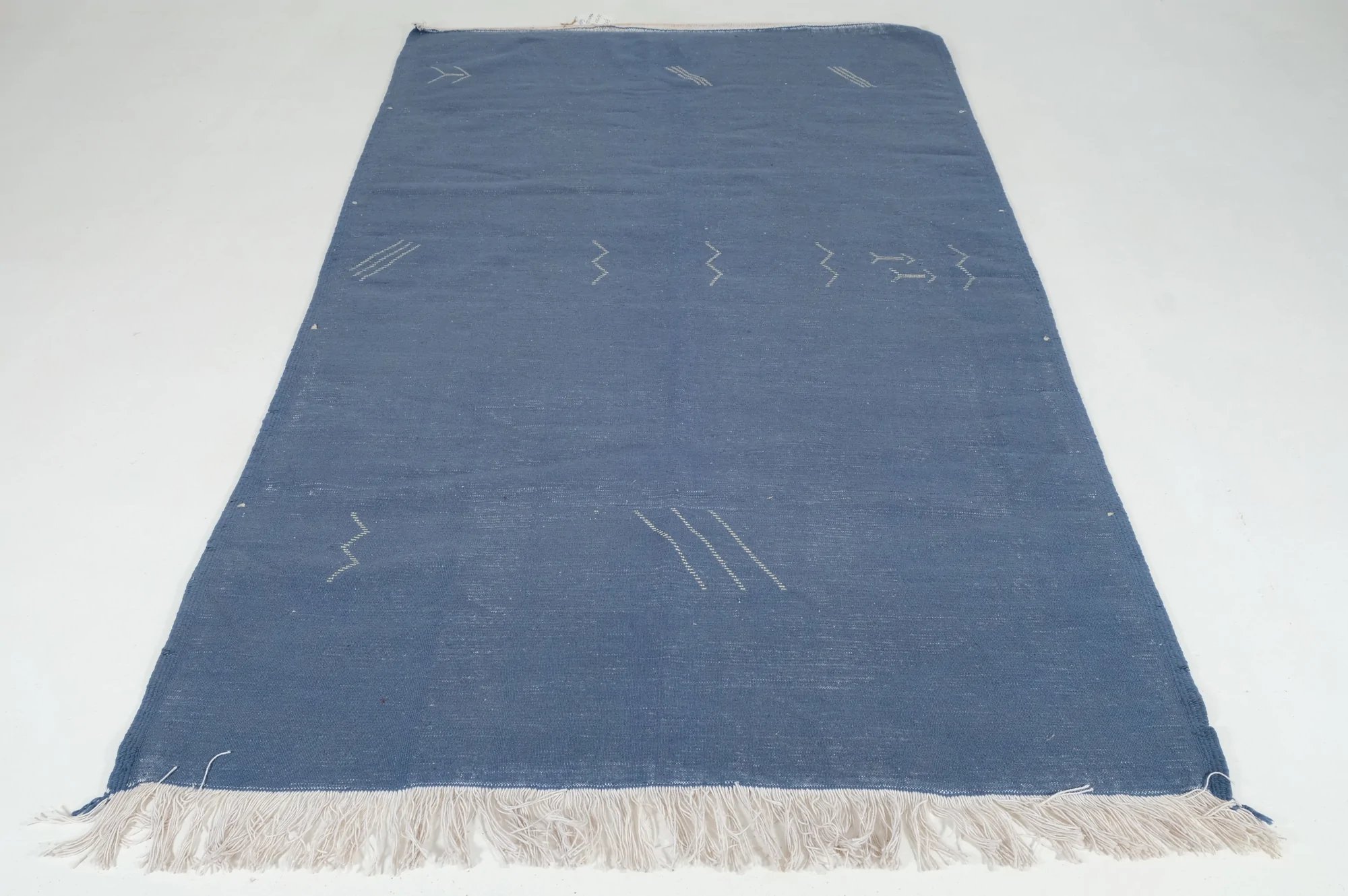 Moroccan custom rug from Beni Ourain, Wool and Thread, Blue