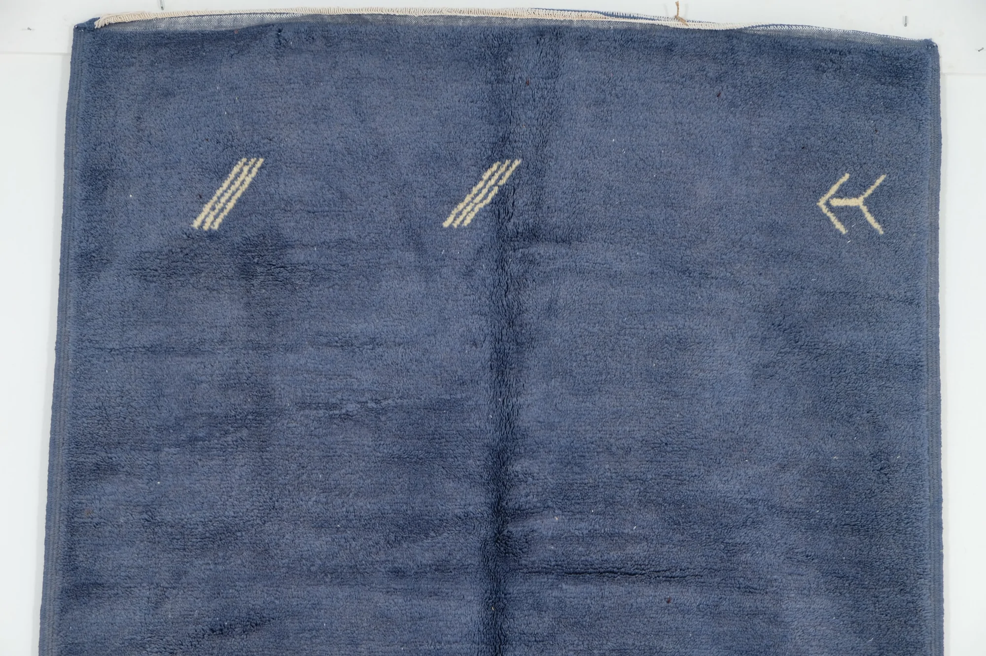 Moroccan custom rug from Beni Ourain, Wool and Thread, Blue