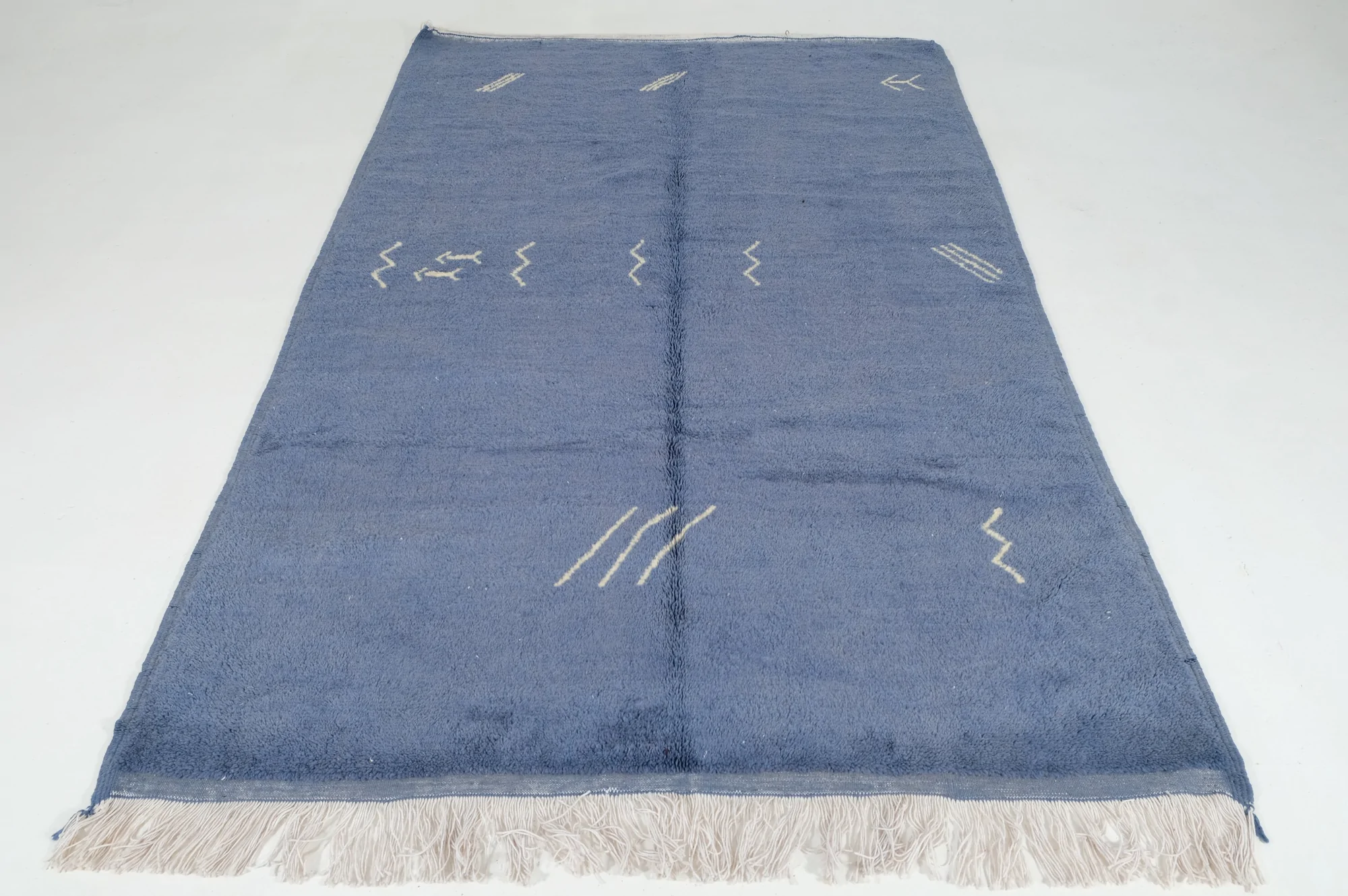 Moroccan custom rug from Beni Ourain, Wool and Thread, Blue