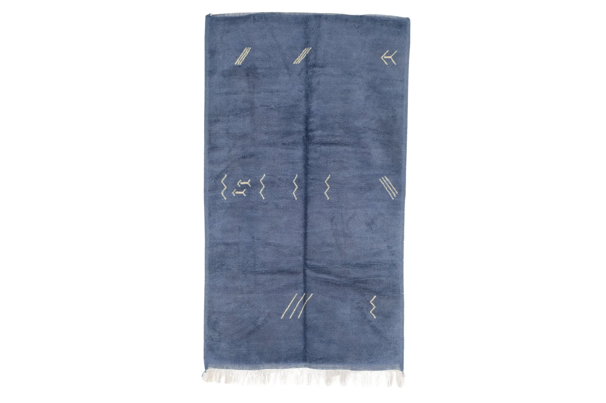Moroccan custom rug from Beni Ourain, Wool and Thread, Blue