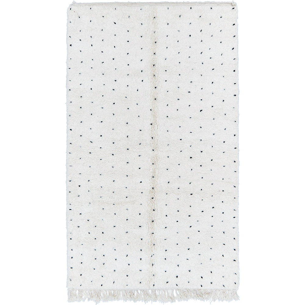 Moroccan custom rug from Beni Ourain, Wool and Thread, black and white