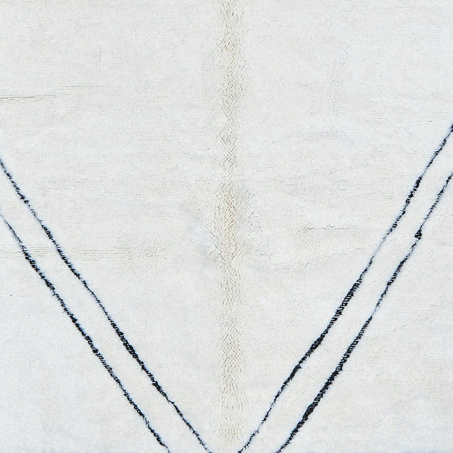 Moroccan custom rug from Beni Ourain, Wool and Thread, black and white