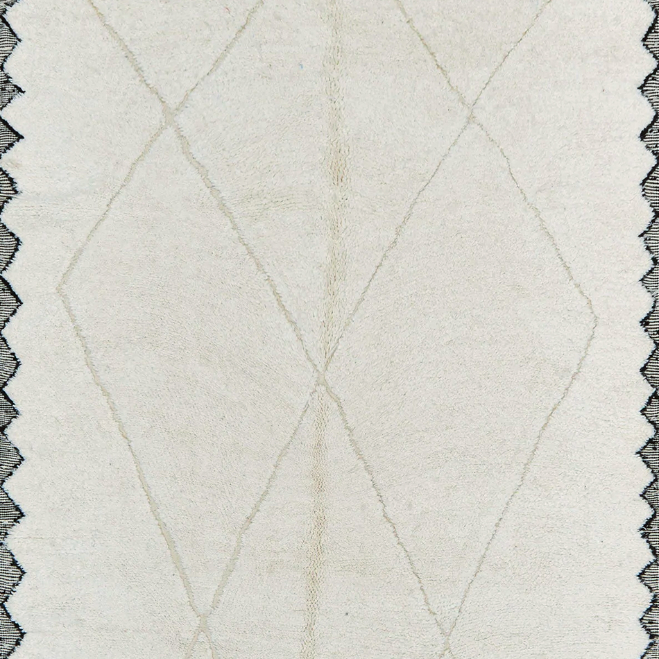 Moroccan custom rug from Beni Ourain, Wool and Thread, White