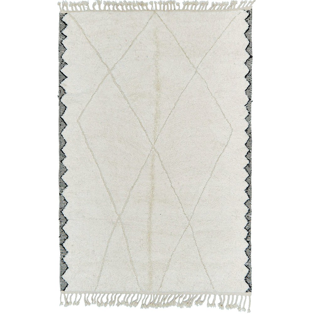 Moroccan custom rug from Beni Ourain, Wool and Thread, White