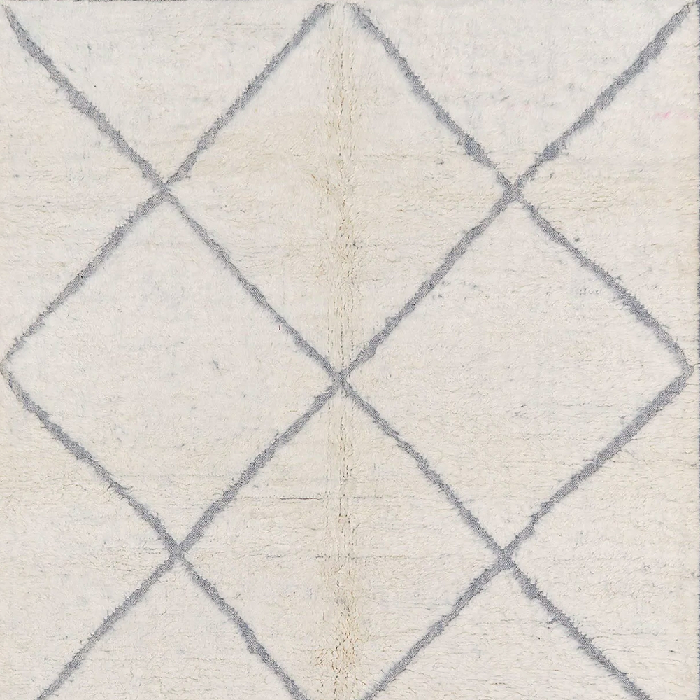 Moroccan custom rug from Beni Ourain, Wool and Thread, White
