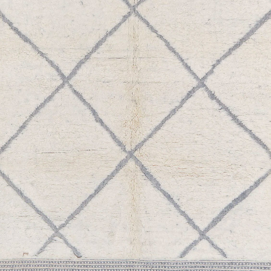 Moroccan custom rug from Beni Ourain, Wool and Thread, White