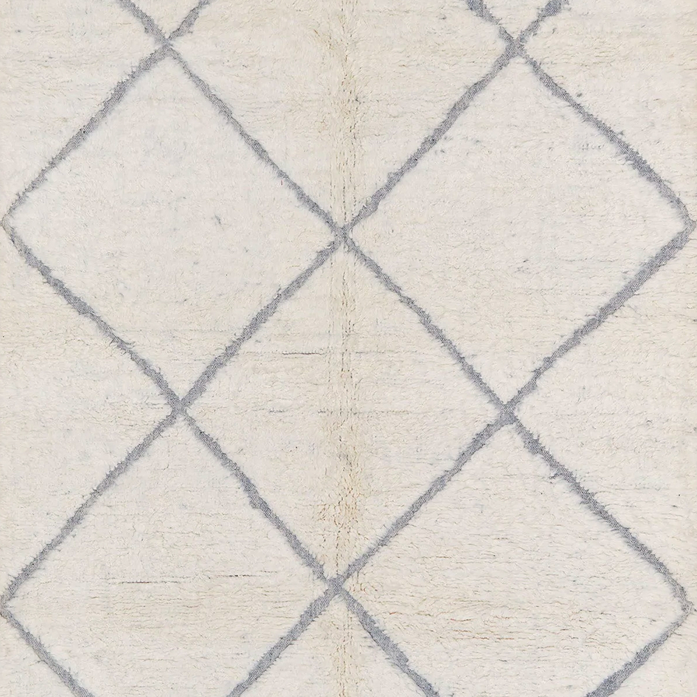 Moroccan custom rug from Beni Ourain, Wool and Thread, White