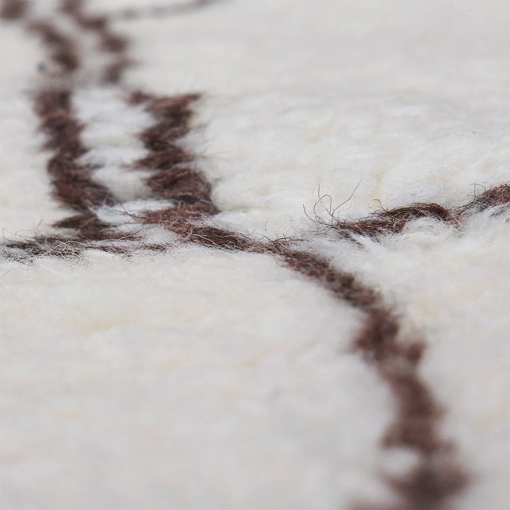 Moroccan custom rug from Beni Ourain, Wool and Thread, black and white