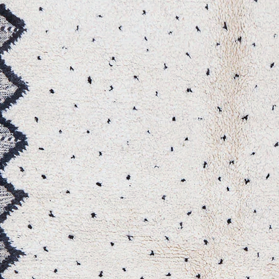 Moroccan custom rug from Beni Ourain, Wool and Thread, black and white