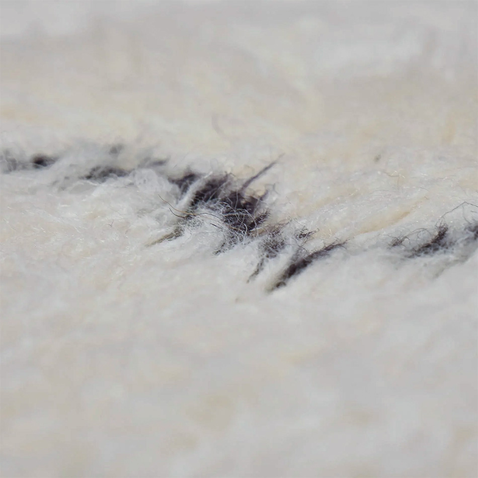 Moroccan custom rug from Beni Ourain, Wool and Thread, black and white
