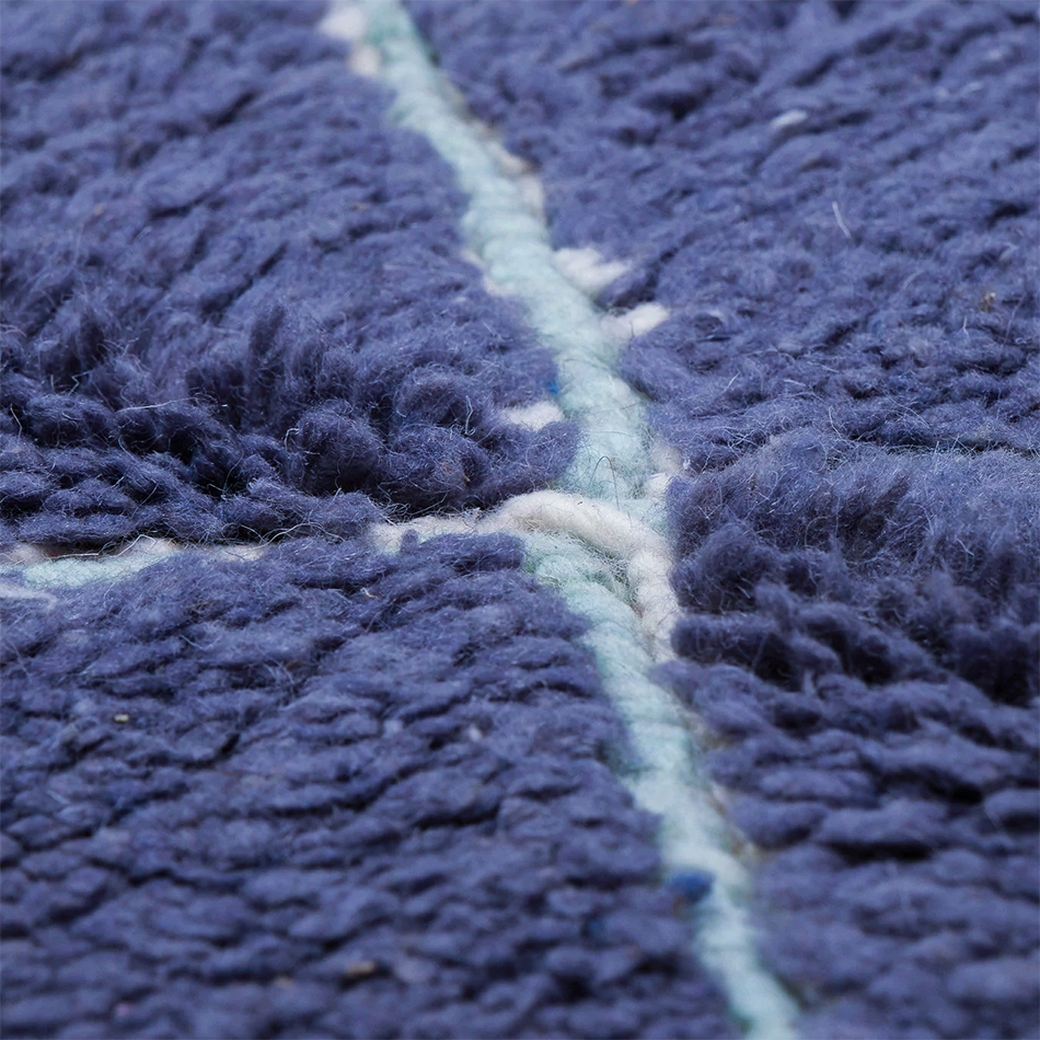 Moroccan custom rug from Beni Ourain, Wool and Thread, Blue