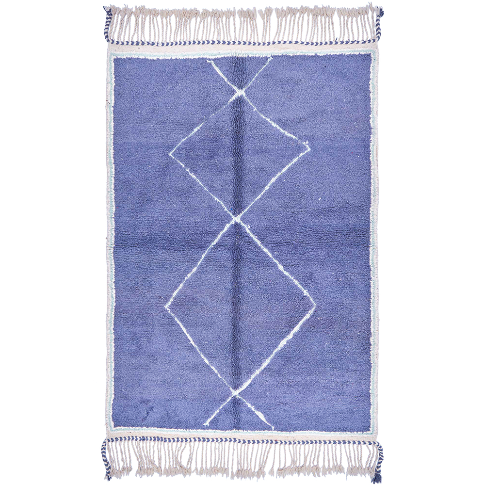Moroccan custom rug from Beni Ourain, Wool and Thread, Blue