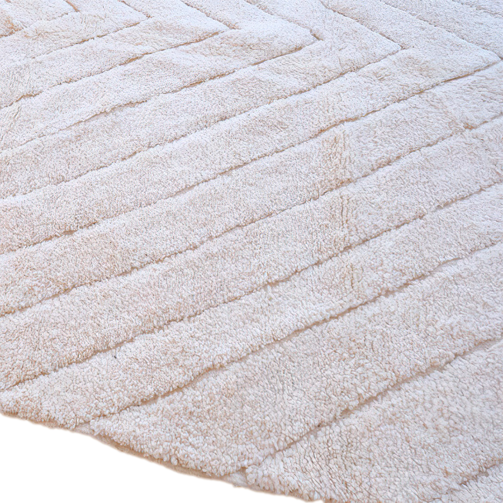 Moroccan custom rug from Beni Ourain, Wool and Thread, White