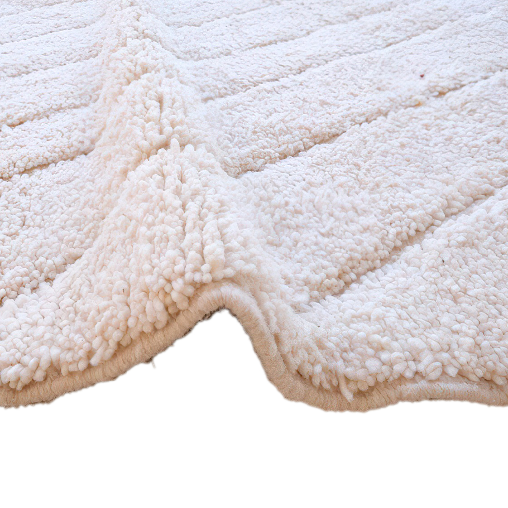 Moroccan custom rug from Beni Ourain, Wool and Thread, White