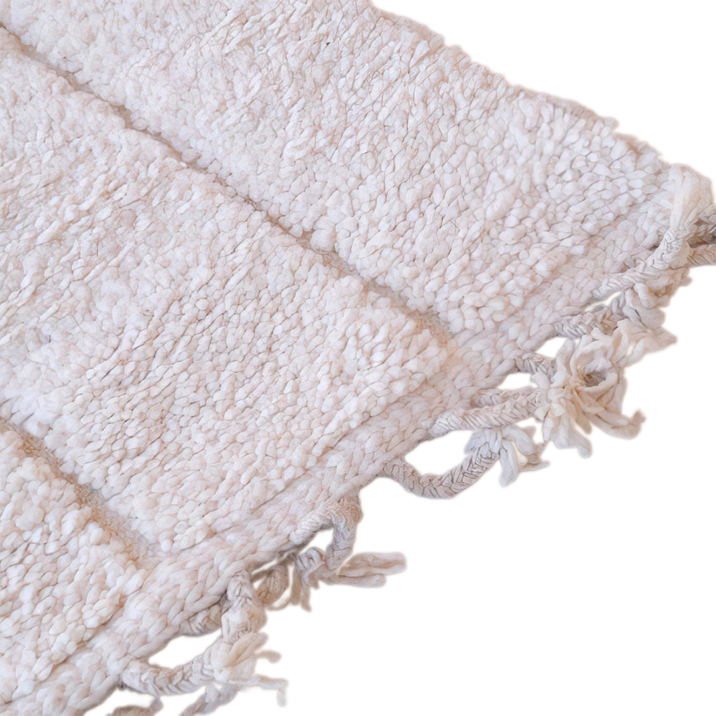 Moroccan custom rug from Beni Ourain, Wool and Thread, White