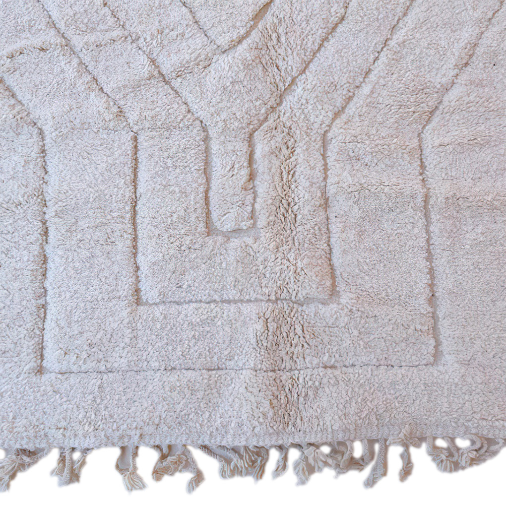Moroccan custom rug from Beni Ourain, Wool and Thread, White