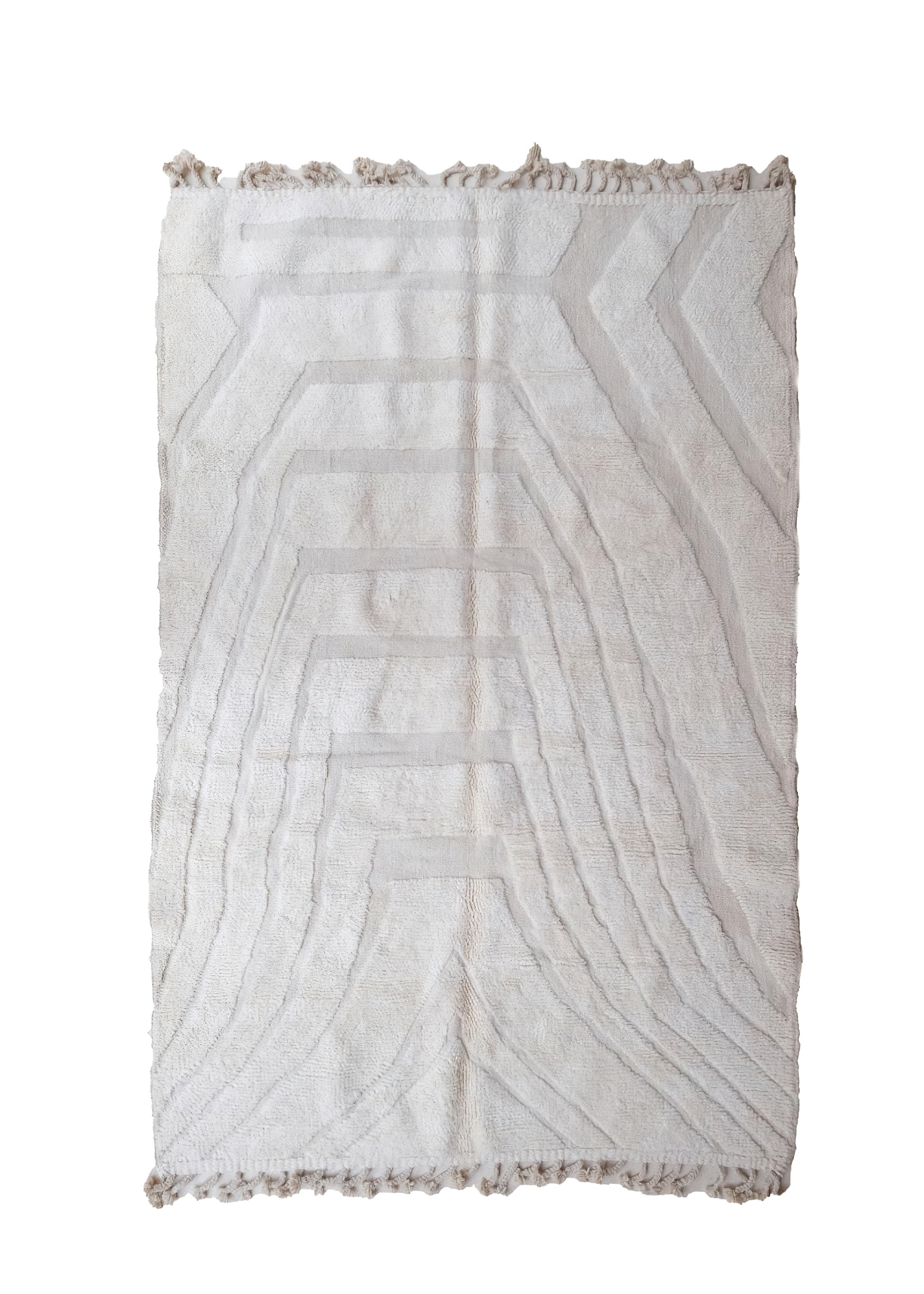 Moroccan custom rug from Beni Ourain, Wool and Thread, White