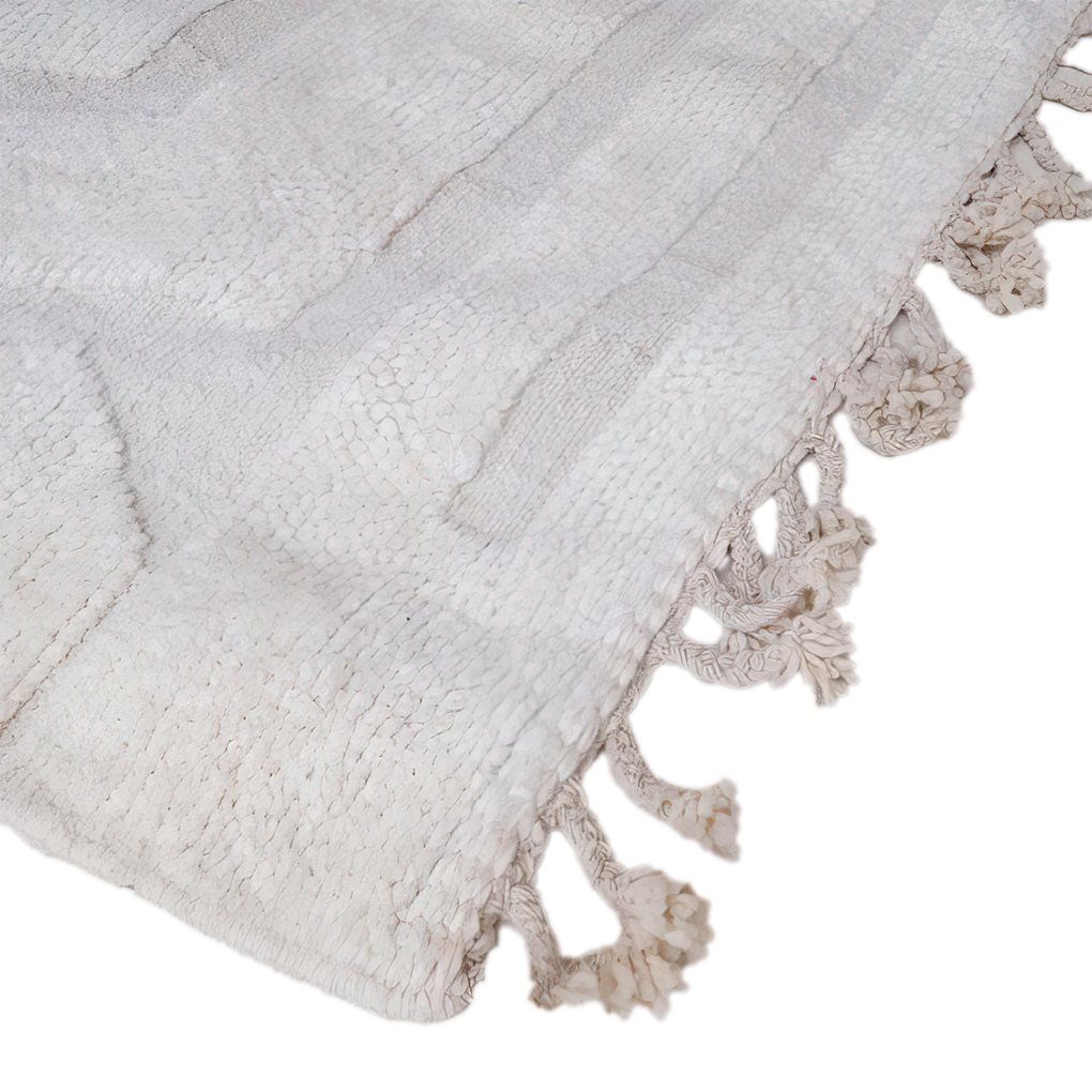 Moroccan custom rug from Beni Ourain, Wool and Thread, White