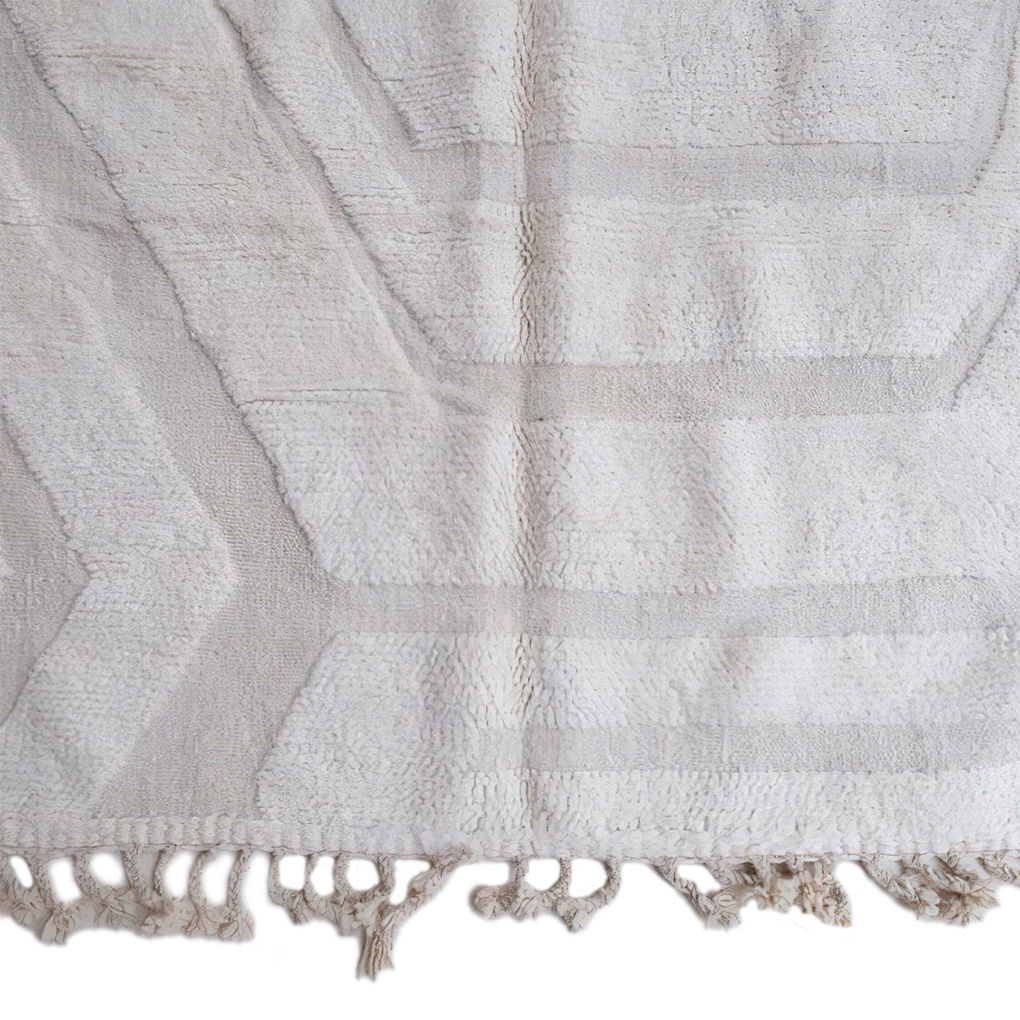 Moroccan custom rug from Beni Ourain, Wool and Thread, White