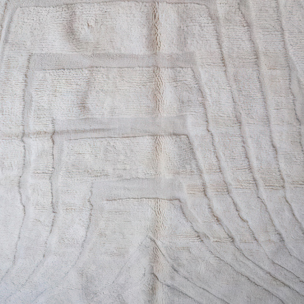 Moroccan custom rug from Beni Ourain, Wool and Thread, White