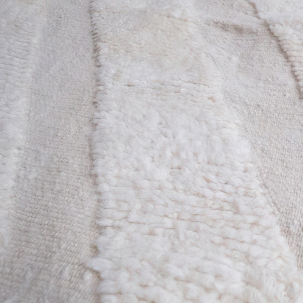 Moroccan custom rug from Beni Ourain, Wool and Thread, White