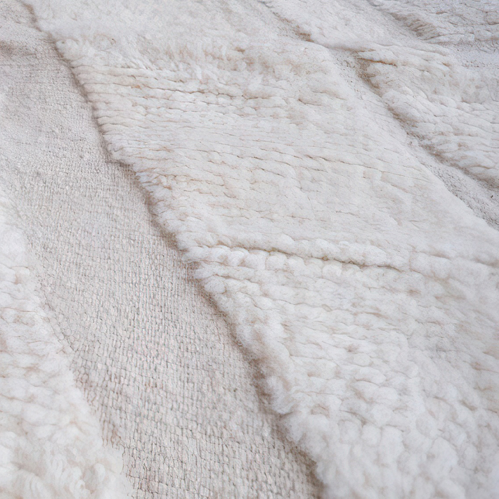 Moroccan custom rug from Beni Ourain, Wool and Thread, White