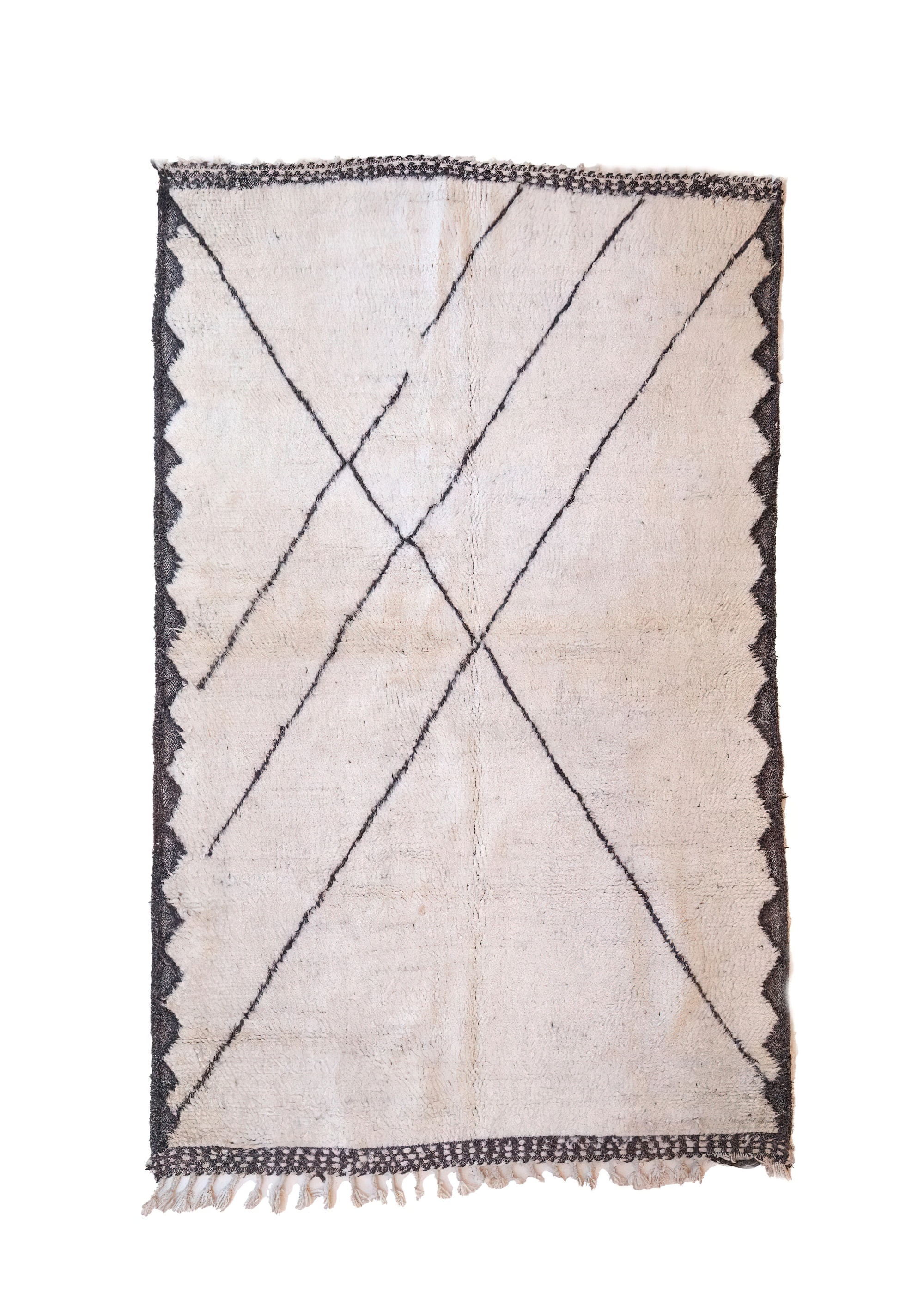 Moroccan custom rug from Beni Ourain, Wool and Thread, White