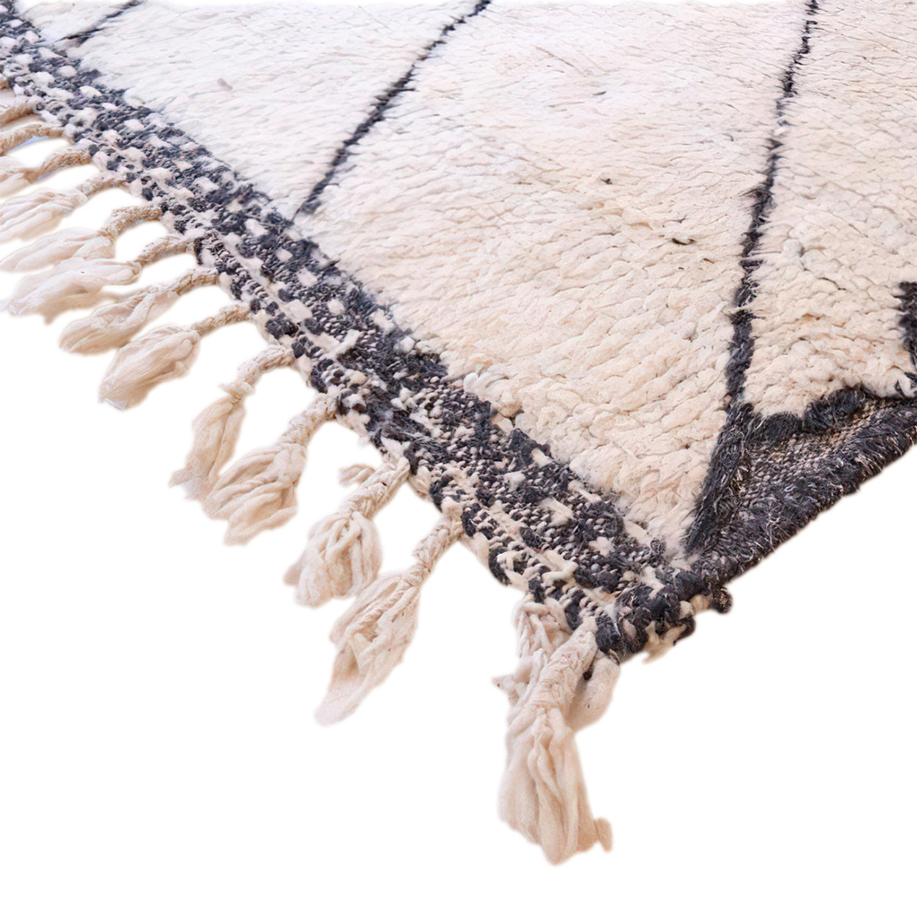 Moroccan custom rug from Beni Ourain, Wool and Thread, White