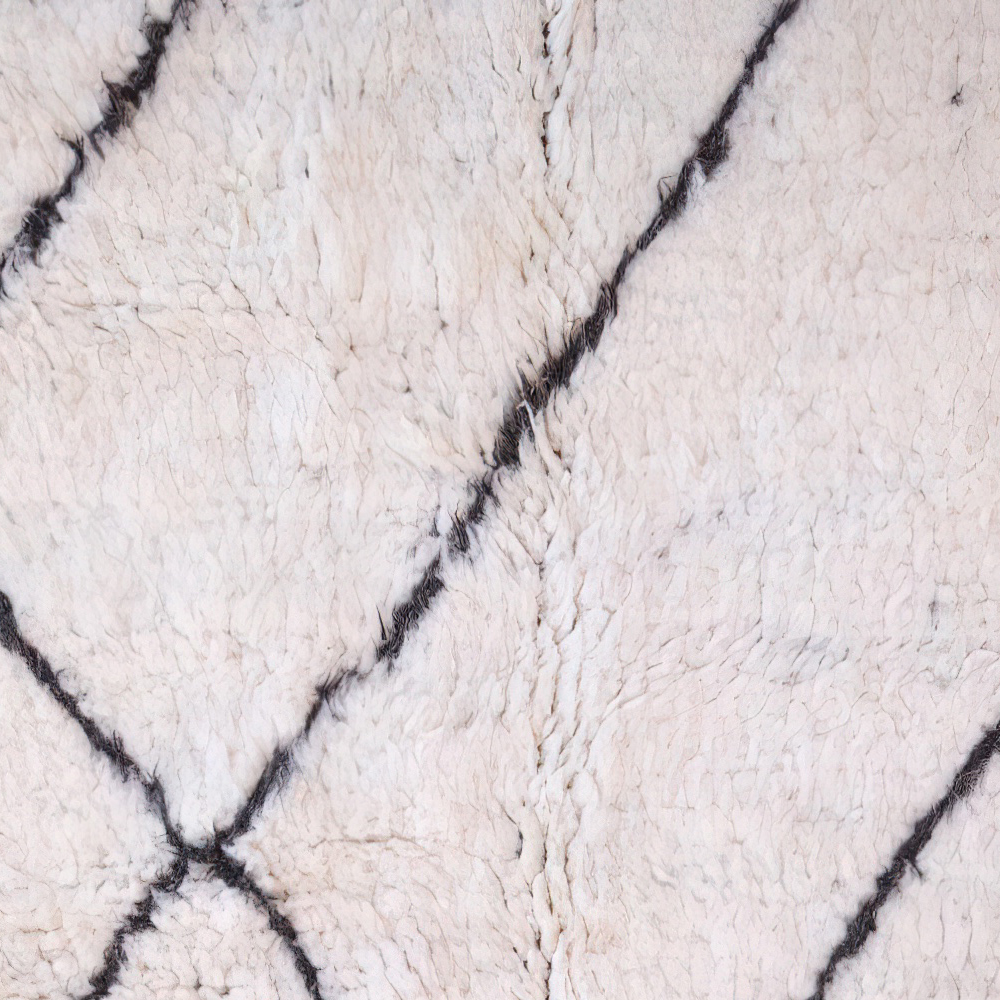 Moroccan custom rug from Beni Ourain, Wool and Thread, White