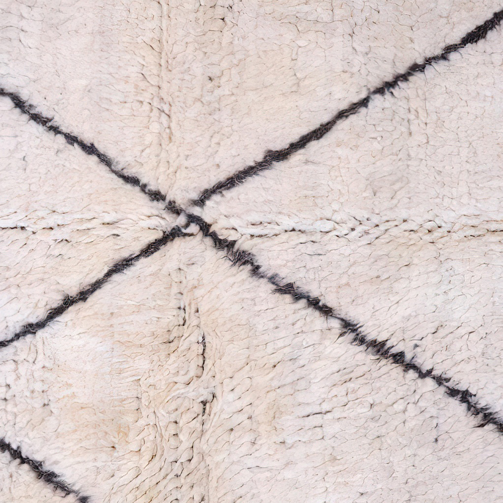 Moroccan custom rug from Beni Ourain, Wool and Thread, White