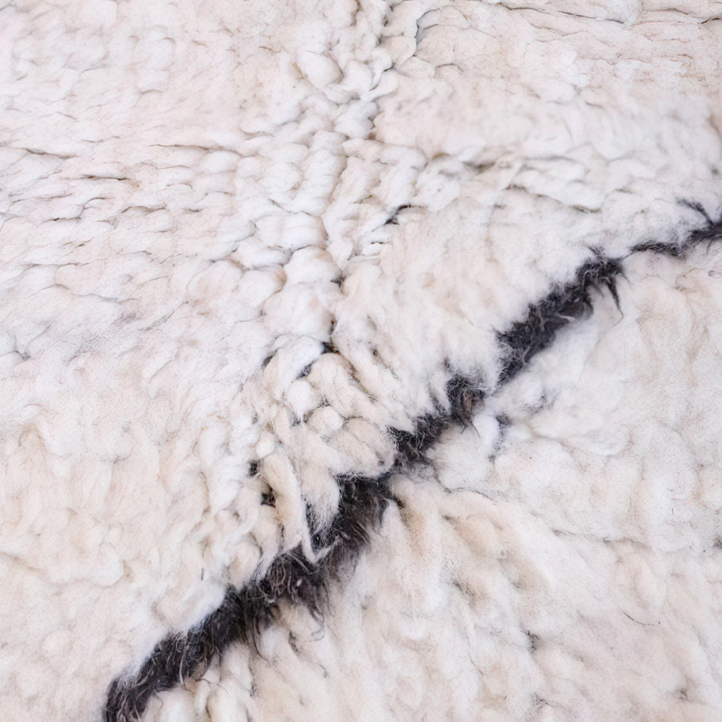 Moroccan custom rug from Beni Ourain, Wool and Thread, White