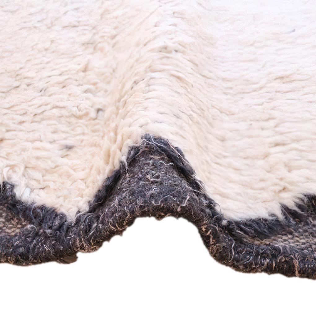 Moroccan custom rug from Beni Ourain, Wool and Thread, White